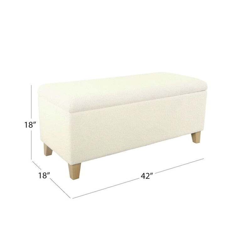 Sherpa-Polsterbank mit aufklappbarem Deckel und Stauraum – Creme