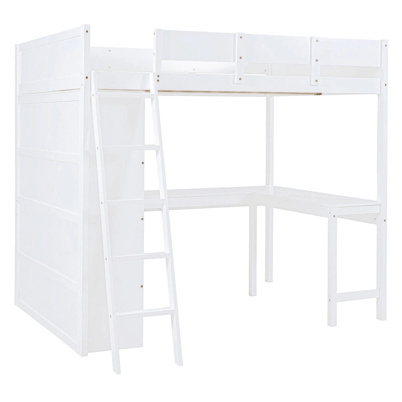 Hochbett in voller Größe mit Schreibtisch und Regal