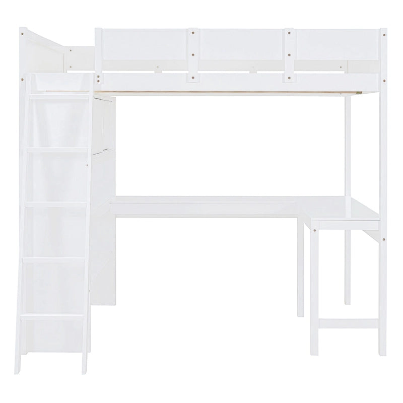 Hochbett in voller Größe mit Schreibtisch und Regal