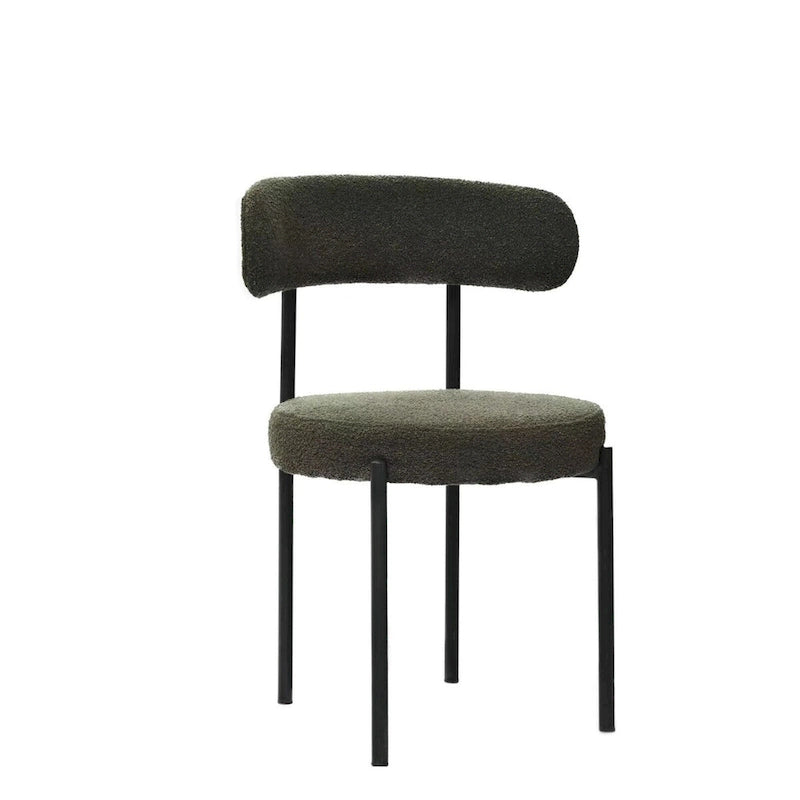 Bouclé Esszimmerstühle 2er-Set, geschwungene Rückenlehne im Mid-Century Modern Stil