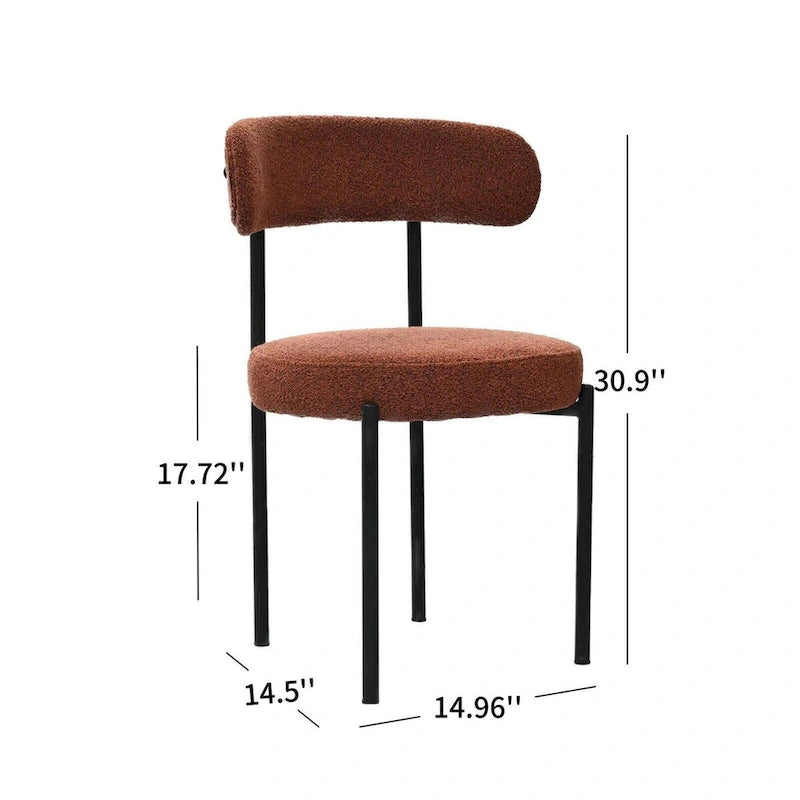 Bouclé Esszimmerstühle 2er-Set, geschwungene Rückenlehne im Mid-Century Modern Stil